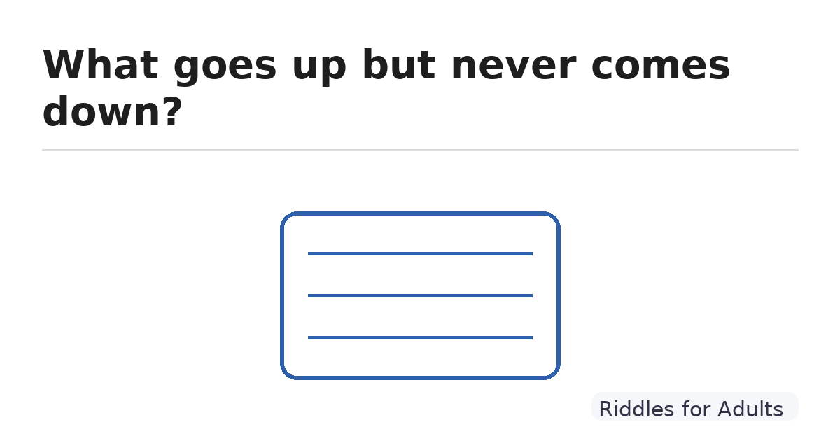 What goes up but never comes down? – Riddles for Adults Riddle social image